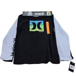 Hurley‎ Youth 2-Pack Thermal Shirt Size 18/20 Black & Gray Long Sleeve
